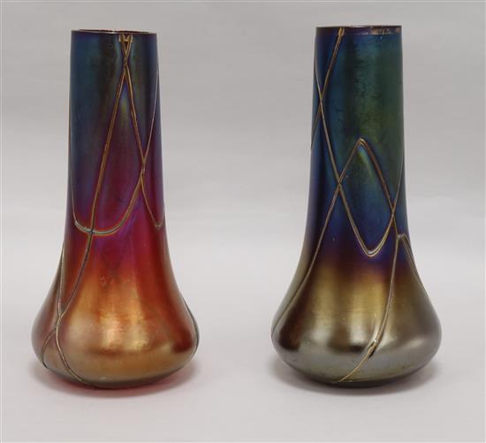 A pair of Art Nouveau glass vases H.25cm
